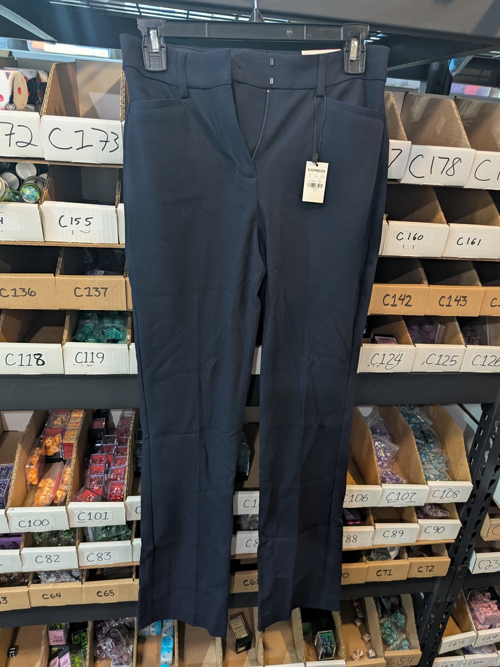 Express Women's Dark Navy Ponte Front-Slit Dress Pants | 0R